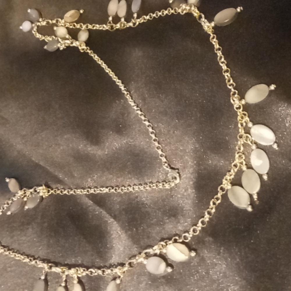 Abalone shell tassels on a long rolo chain 36 inches long NWOT